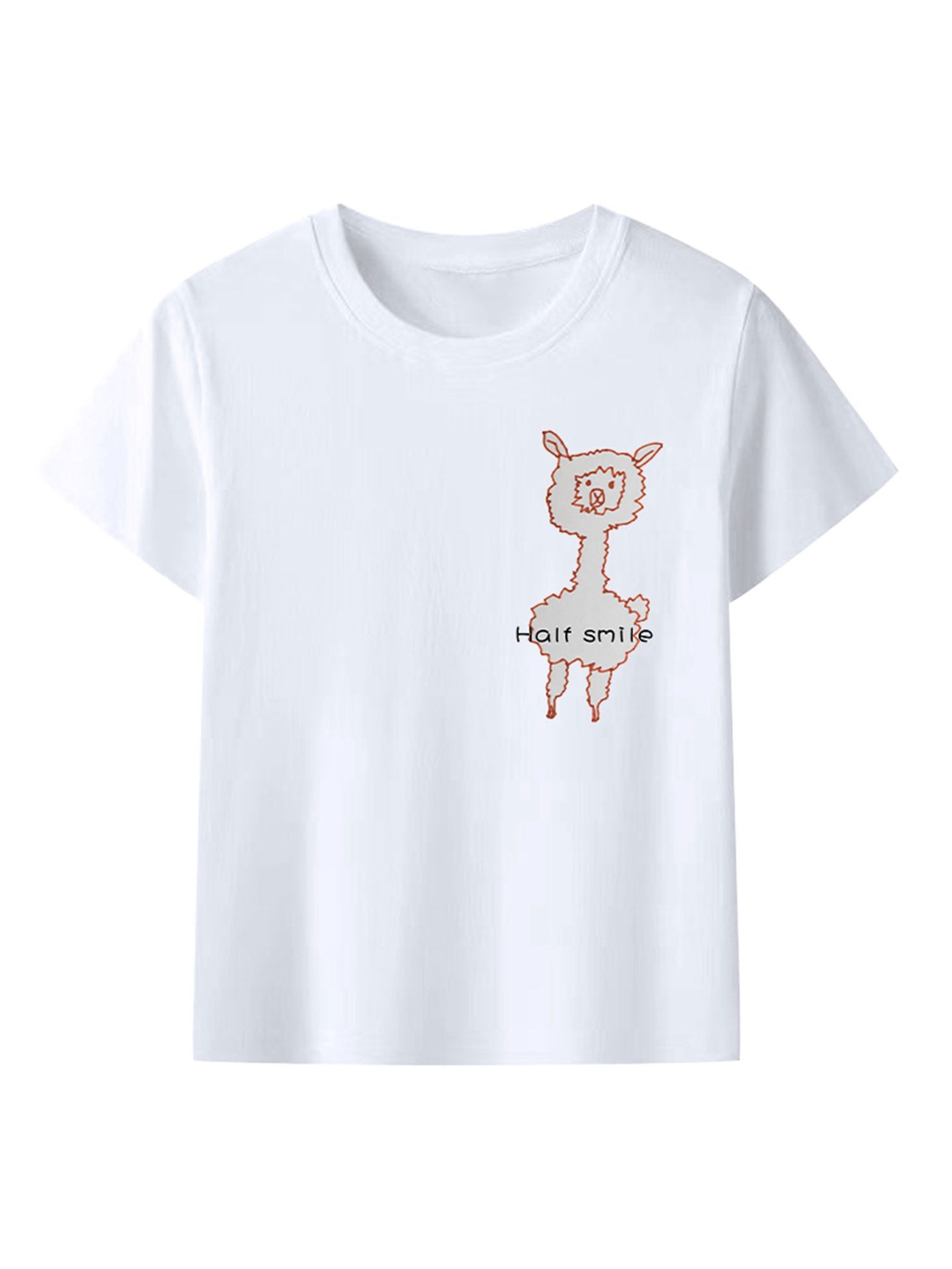 Alpaca Print Unisex White Crewneck T-Shirt